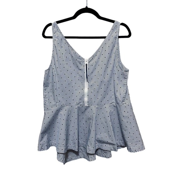 Lane Bryant Top Blue Dot V-Front & Back Sleeveless Back Zip Peplum Size 16 - Picture 2 of 6